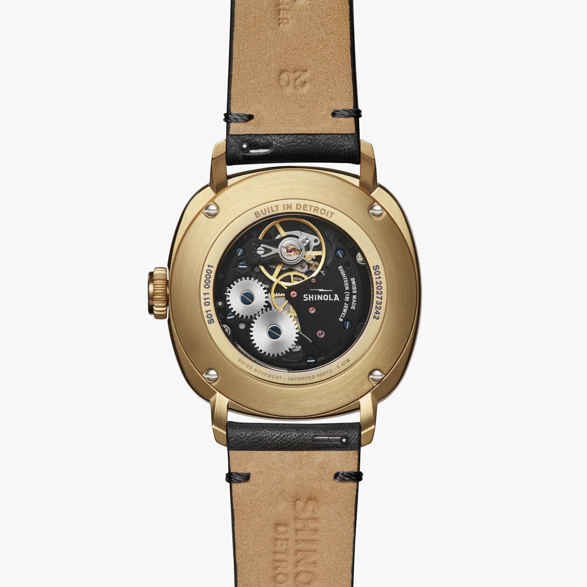 Shinola Mechanic Mens Watch with Black Dial and Black Leather Strap (manual movement)