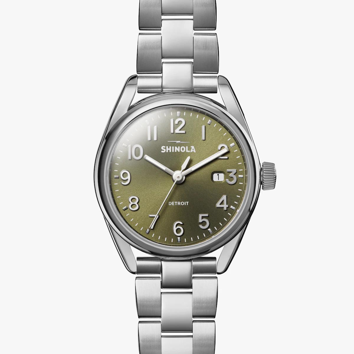 Shinola Derby 38mm Watch with Green Dial and Stainless Steel Bracelet (quartz movement)