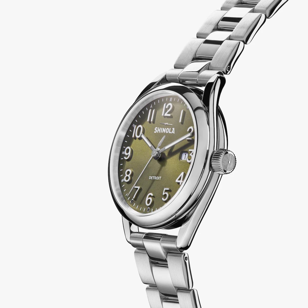 Shinola Derby 38mm Watch with Green Dial and Stainless Steel Bracelet (quartz movement)