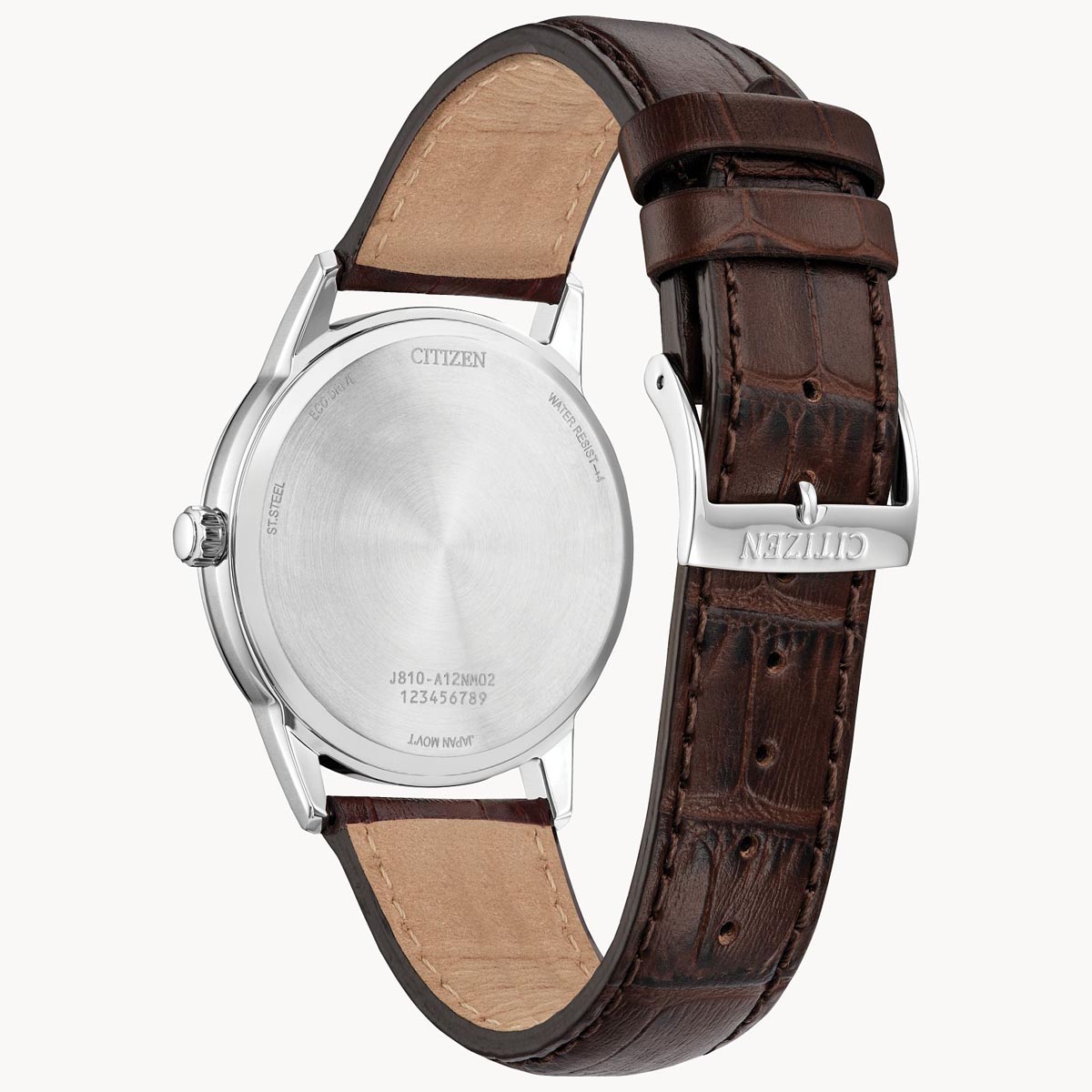 Citizen Classic Mens Watch with White Dial and Brown Leather Strap (eco drive movement)