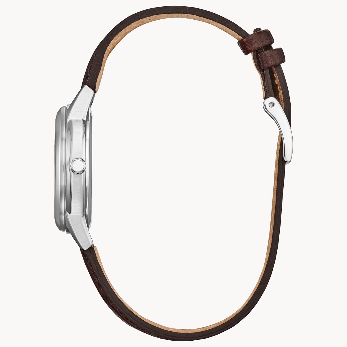 Citizen Classic Watch with White Dial and Brown Leather Strap (30mm and eco drive movement)