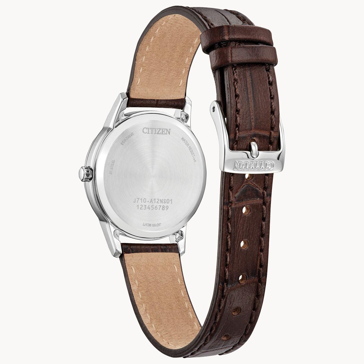 Citizen Classic Watch with White Dial and Brown Leather Strap (30mm and eco drive movement)