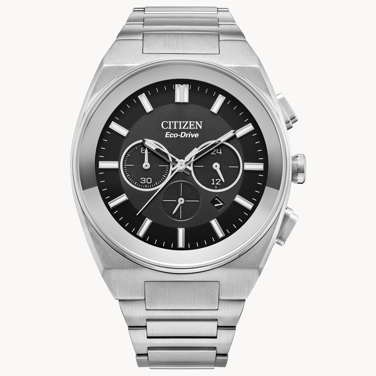 Citizen Axiom SC Mens Watch with Black Dial and Stainless Steel Bracelet (eco drive movement)