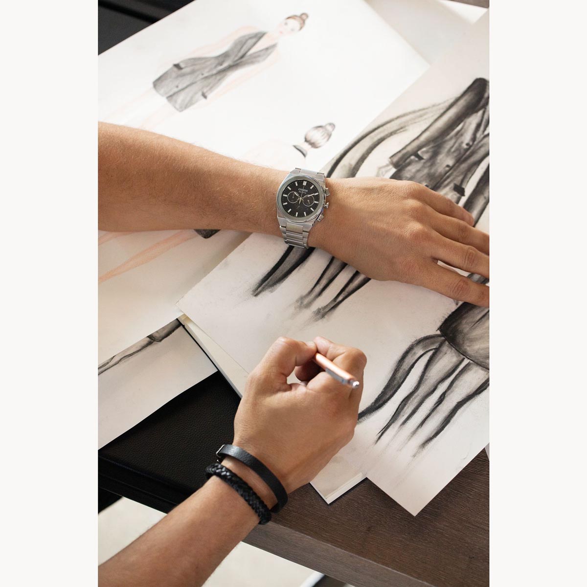 Citizen Axiom SC Mens Watch with Black Dial and Stainless Steel Bracelet (eco drive movement)