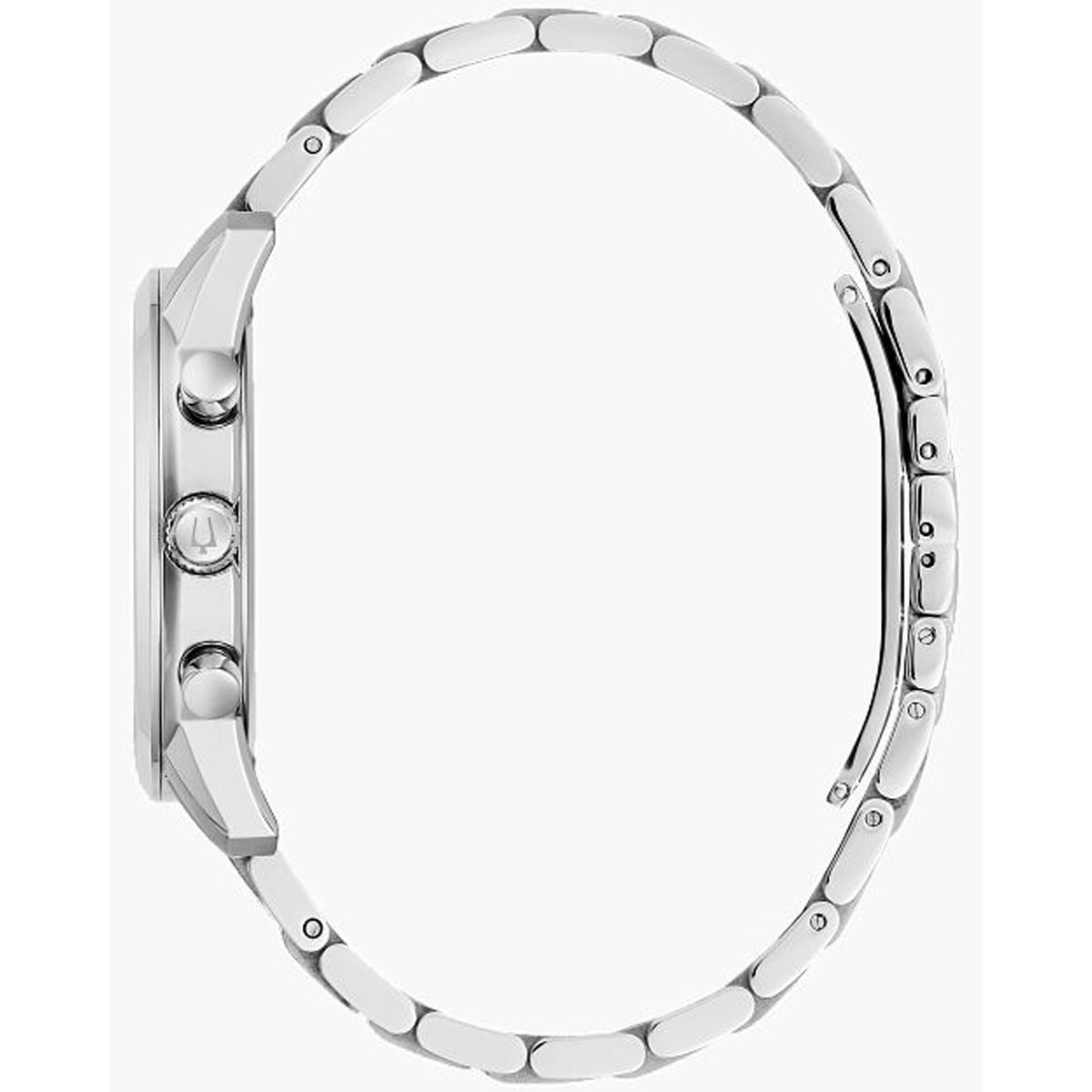 Bulova Sutton Mens Chronograph Watch with White Dial and Stainless Steel Bracelet (quartz movement)