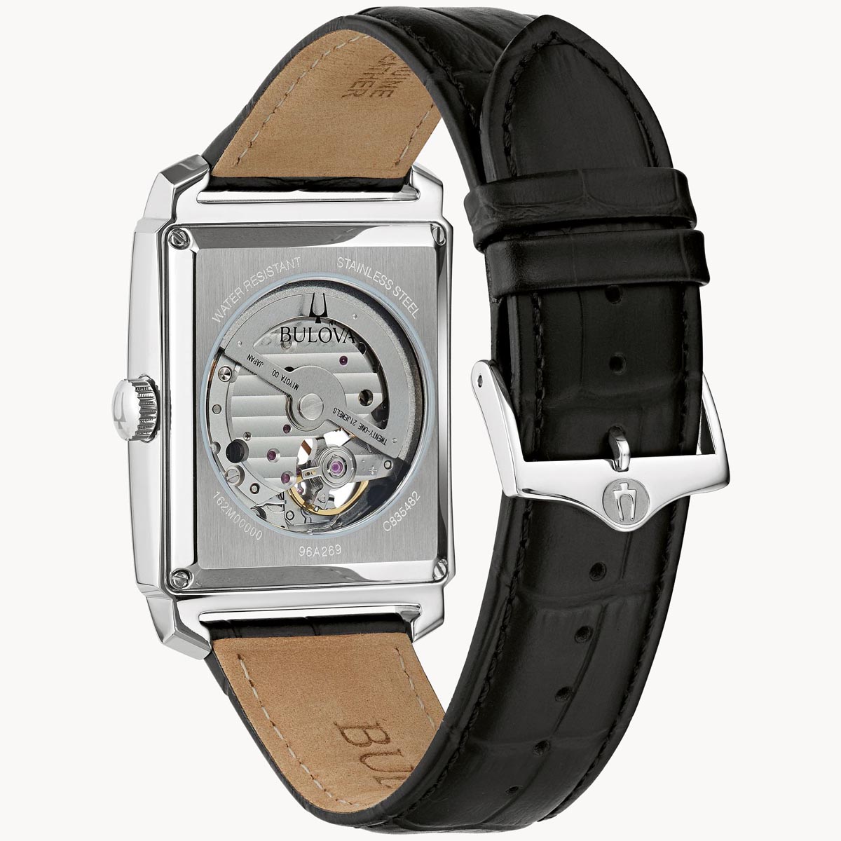 Bulova Sutton Mens Watch with Black Dial and Black Leather Strap (automatic movement)
