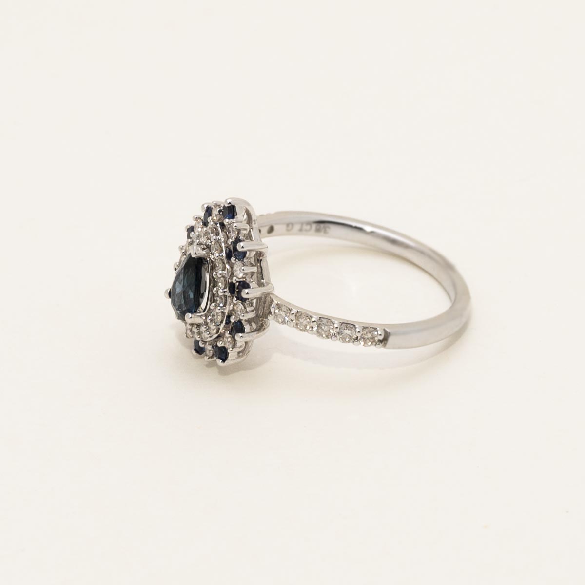 Pear Shape Sapphire Ring in 14kt White Gold with Diamonds (3/8ct tw)