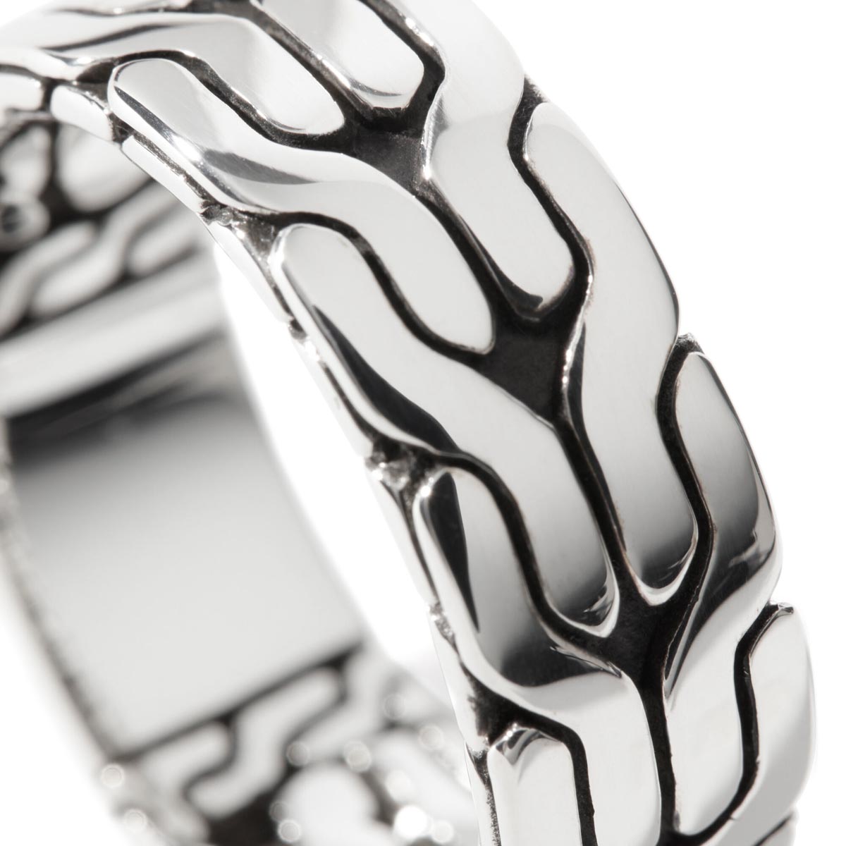 John Hardy Classic Chain Collection Carved Band in Sterling Silver (size 10)