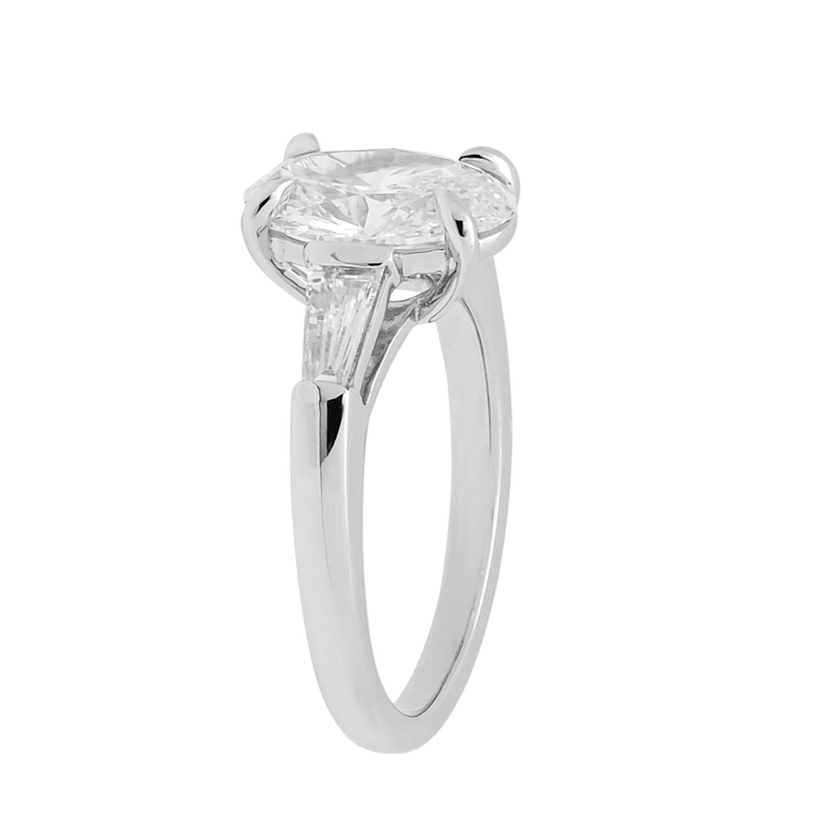 Oval and Baguette Diamond Engagement Ring in Platinum (2 3/8cttw)