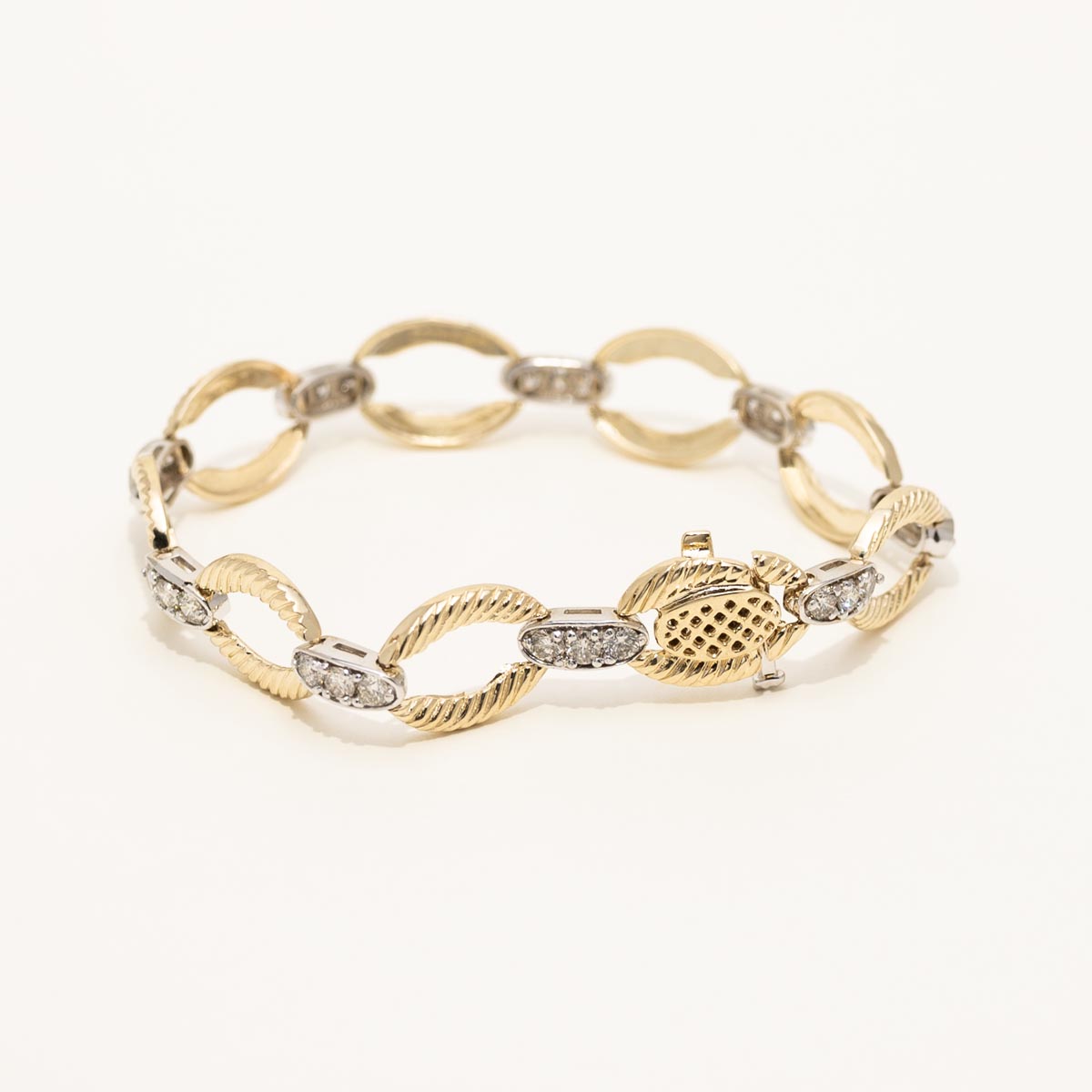 Diamond Link Bracelet in 14kt Yellow and White Gold (2ct tw)