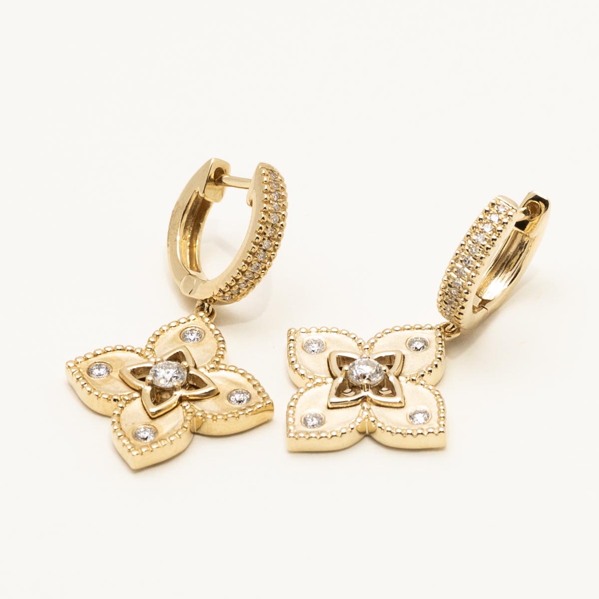 Diamond Flower Drop Earrings in 14kt Yellow Gold (1/3ct tw)