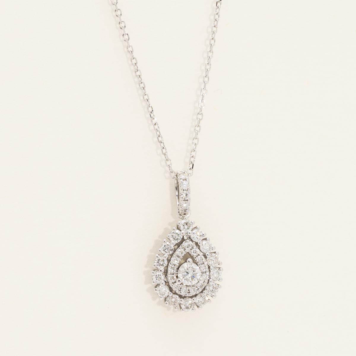 Diamond Pear Shape Drop Necklace in 14kt White Gold (1/2ct tw)
