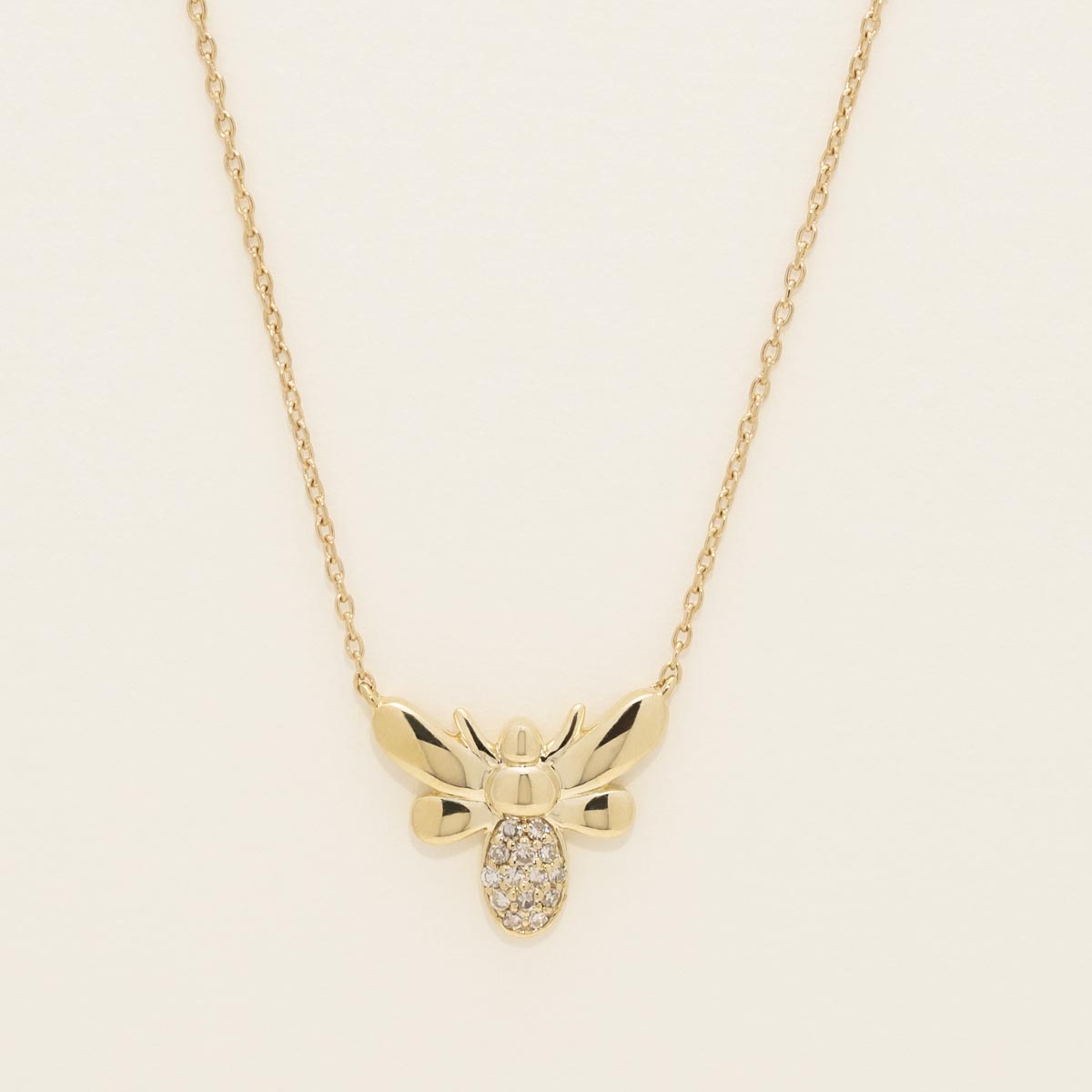 Diamond Bumble Bee Petite Fashion Necklace in 10kt Yellow Gold (1/20ct tw)