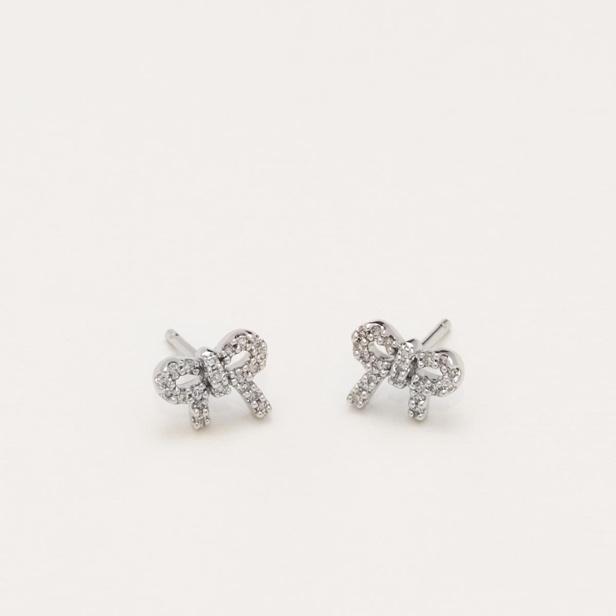 Diamond Petite Bow Fashion Earrings in 10kt White Gold (1/10ct tw)