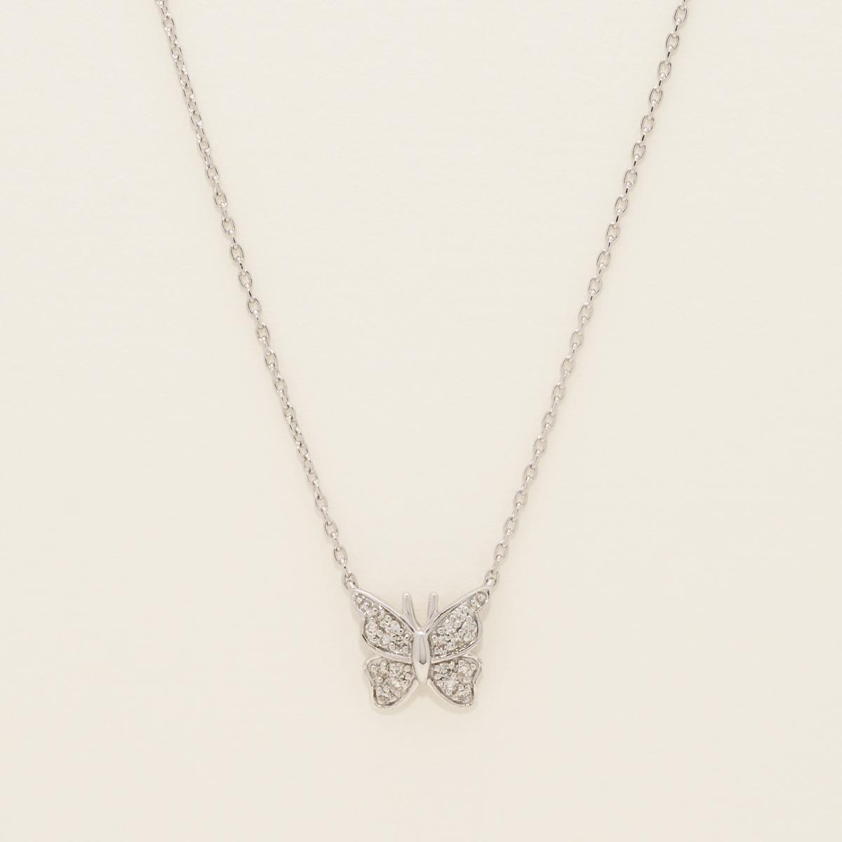 Diamond Petite Butterfly Necklace in 10kt White Gold (1/20ct tw)