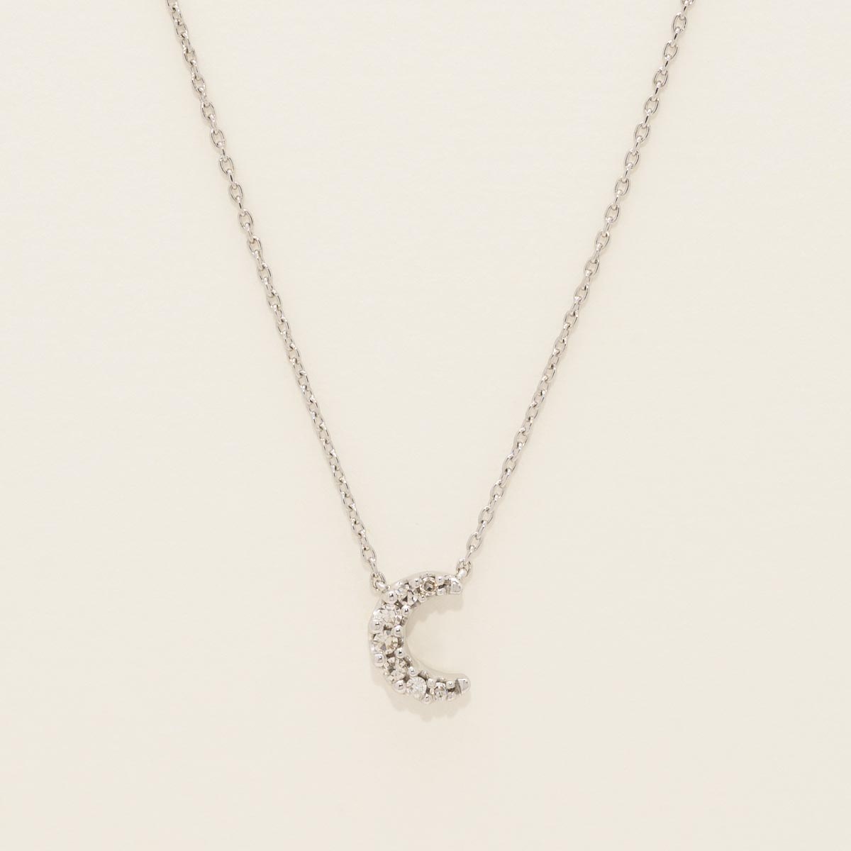 Diamond Crescent Moon Necklace in 10kt White Gold (1/20ct tw)