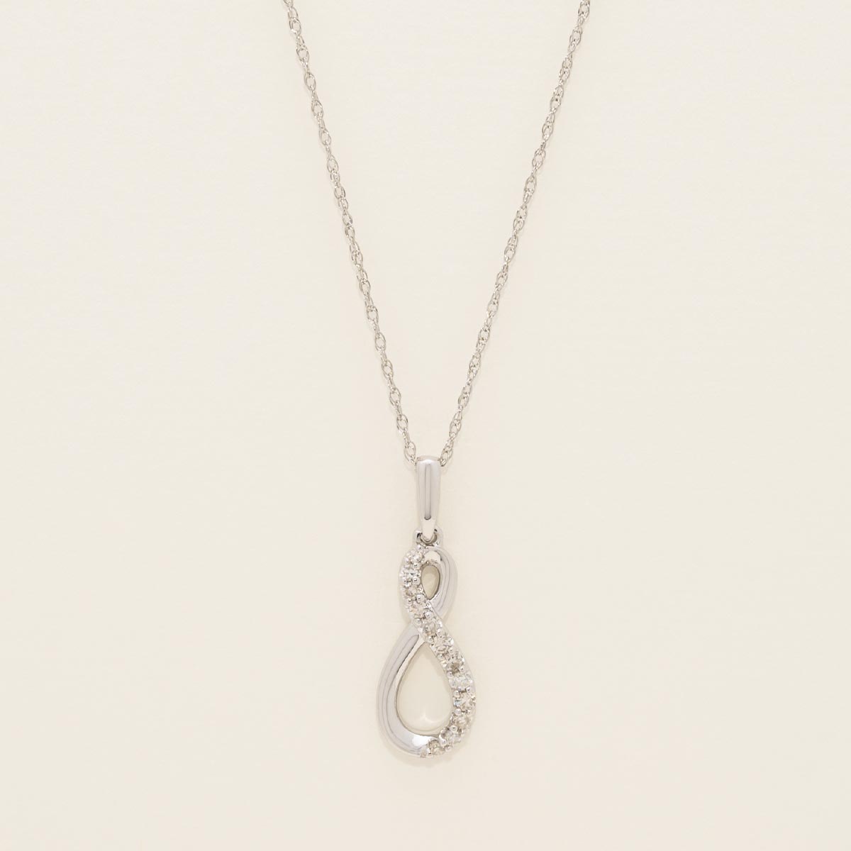 Diamond Petite Infinity Necklace in 10kt White Gold (1/10ct tw)