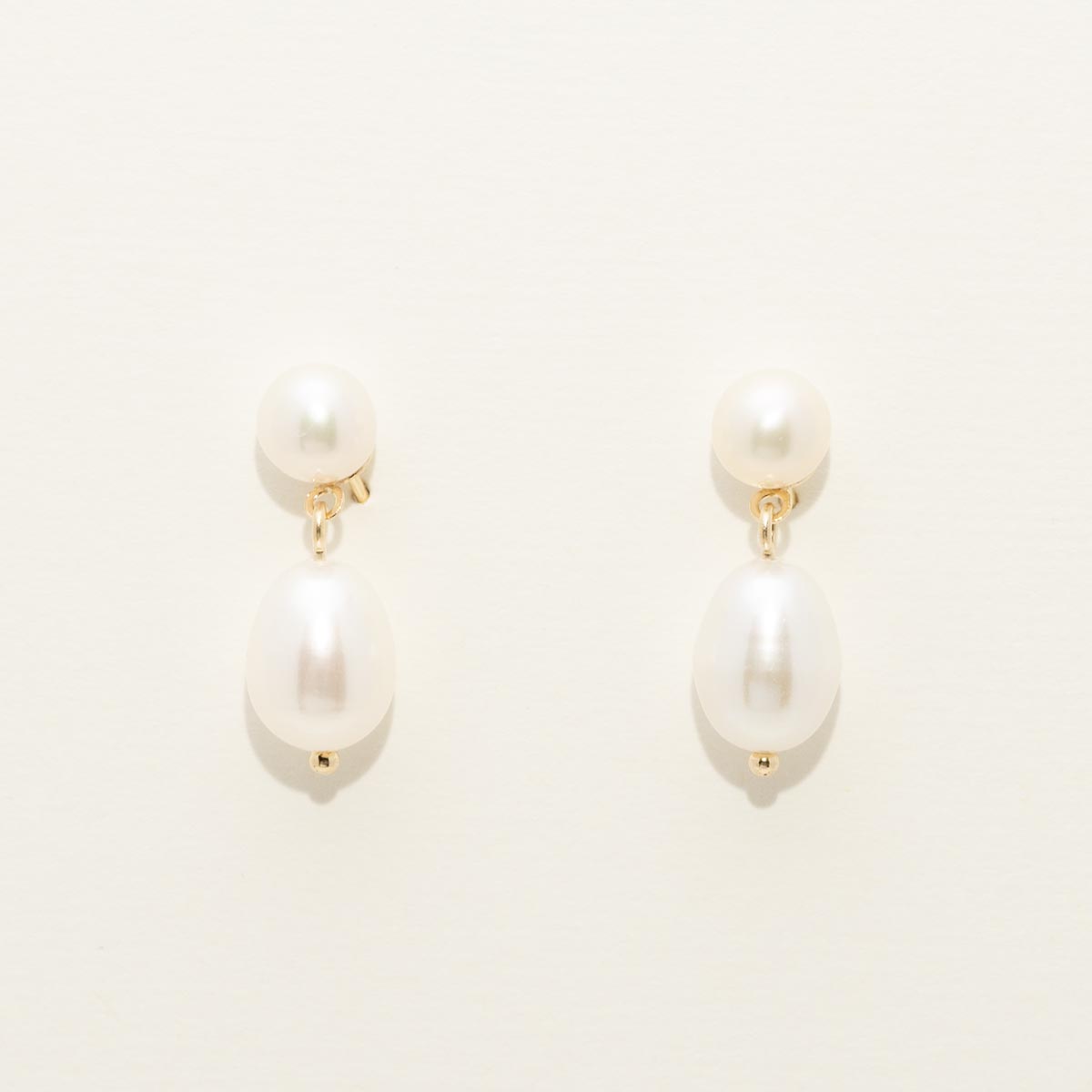 Cultured Freshwater Pearl Drop Earrings in 14kt Yellow Gold (8mm pearls)