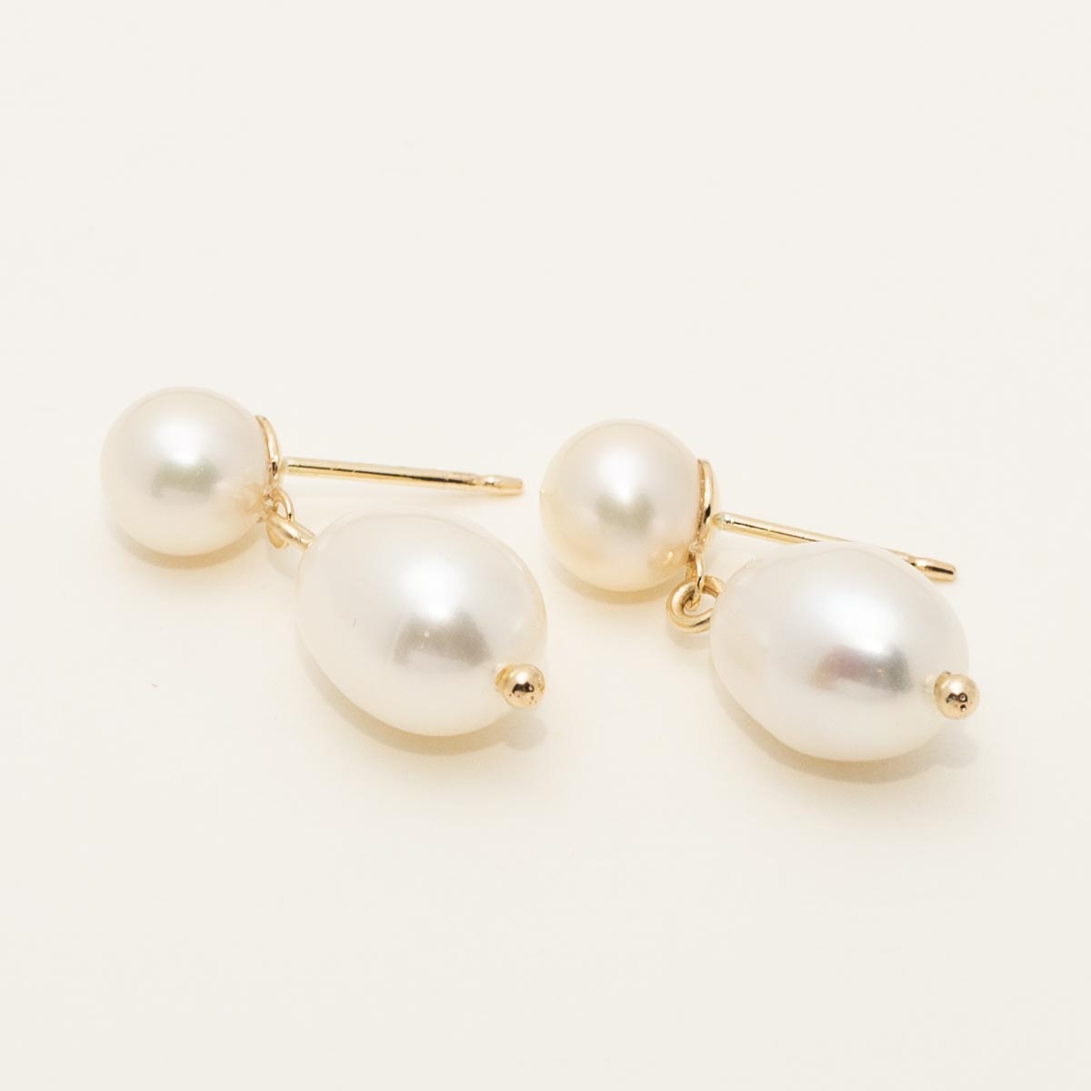 Cultured Freshwater Pearl Drop Earrings in 14kt Yellow Gold (8mm pearls)