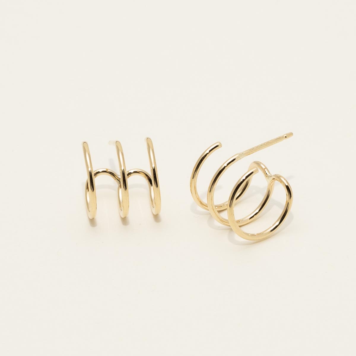 Triple Cuff Earrings in 14kt Yellow Gold