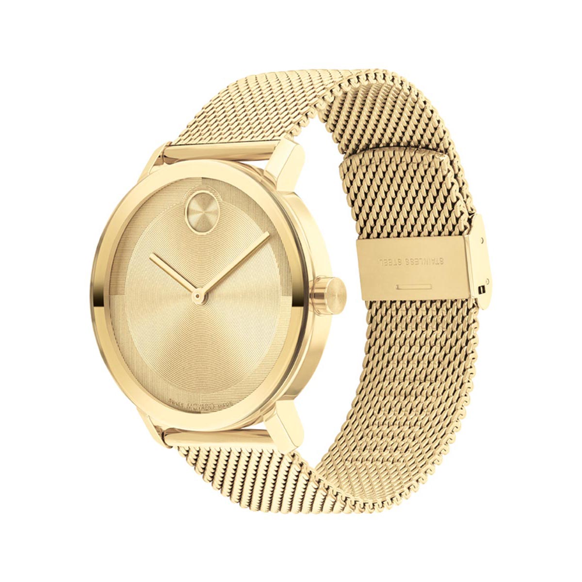 新品 MOVADO BOLD ゴールド メッシュベルト 腕時計 3600833 Movado Bold Gold Tone Mesh Steel Bracelet 44mm Men's Swiss
