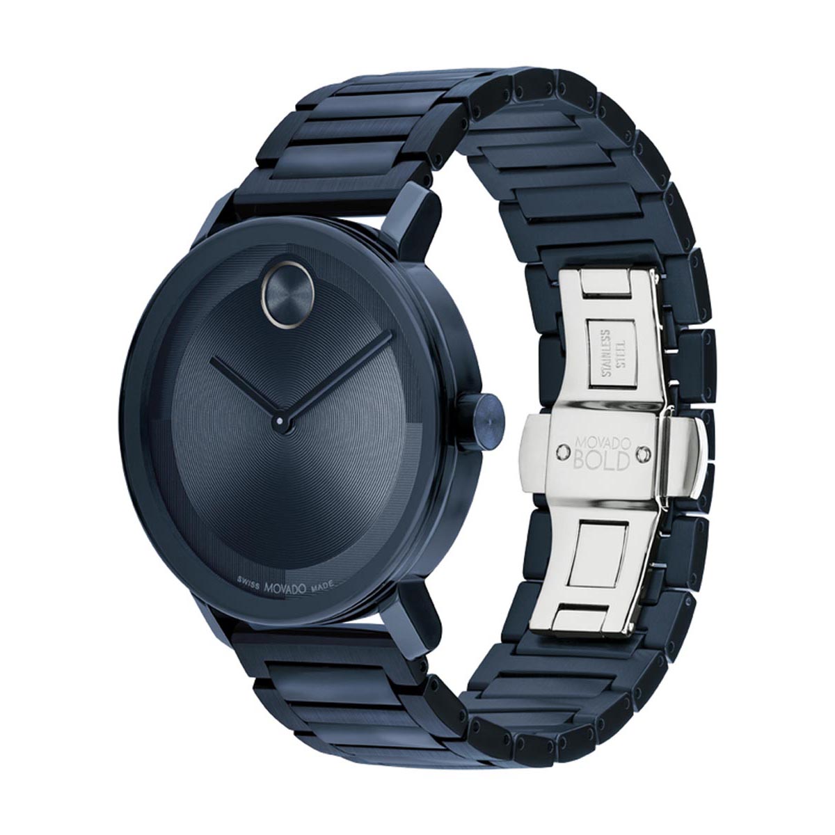 Movado Bold Evolution 2.0 Mens Watch with Navy Blue Dial and Blue Ion Plated 
Stainless Steel Bracelet (Swiss quartz movement)