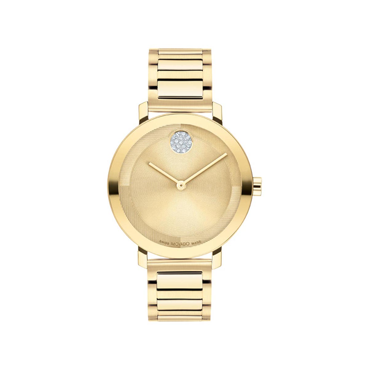 Movado Bold Evolution 2.0 Womens Crystal Watch with Yellow Dial and Yellow Ion Plated Stainless Steel Bracelet (Swiss quartz movement)