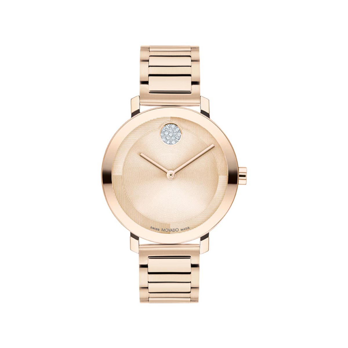 Movado Bold Evolution 2.0 Womens Crystal Watch with Pale Rose Dial and Pale Rose Ion Plated Bracelet (Swiss quartz movement)