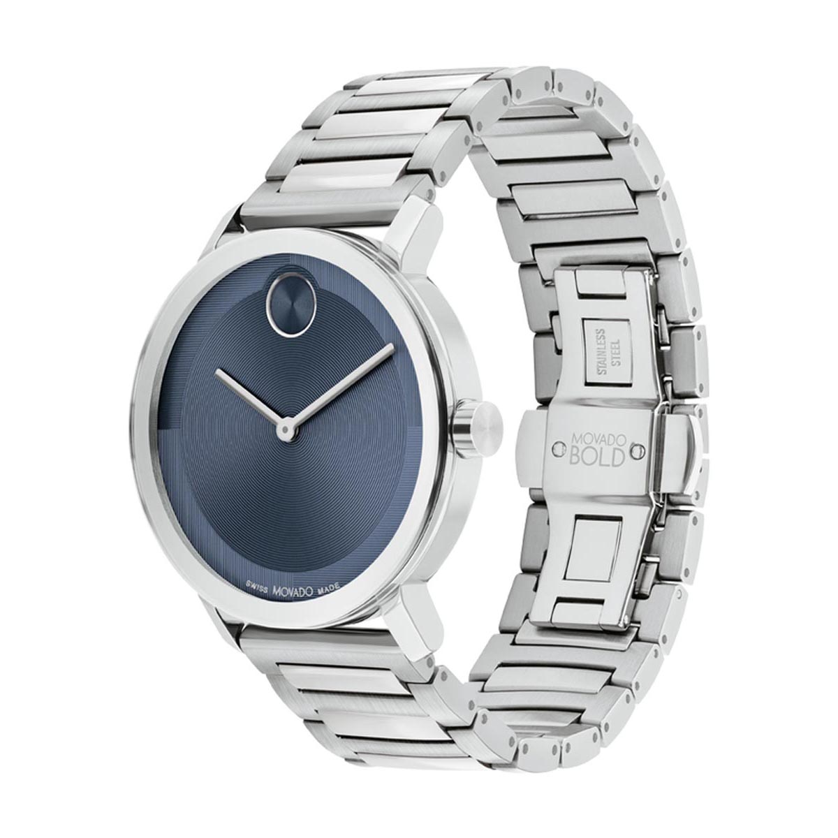 Movado Bold Evolution 2.0 Mens Watch with Blue Ion Plated Dial and Stainless Steel Bracelet (Swiss quartz movement)