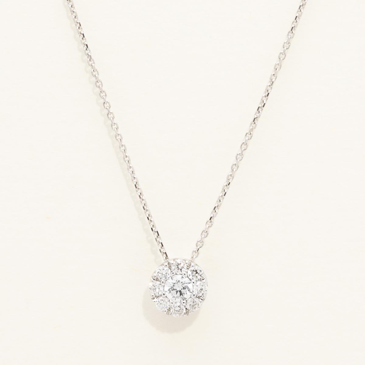 Diamond Halo Necklace in 14kt White Gold (1/5ct tw)