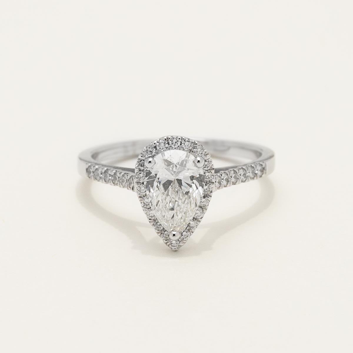 Pear Diamond Halo Engagement Ring in 18kt White Gold (1 1/4ct tw)