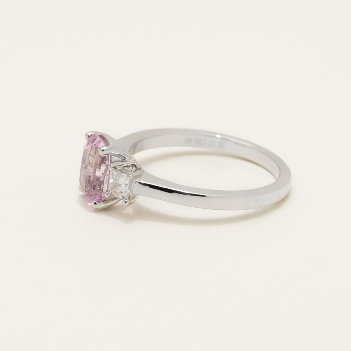 Cushion Peach Sapphire Ring in 14kt White Gold Diamonds (3/8ct tw)