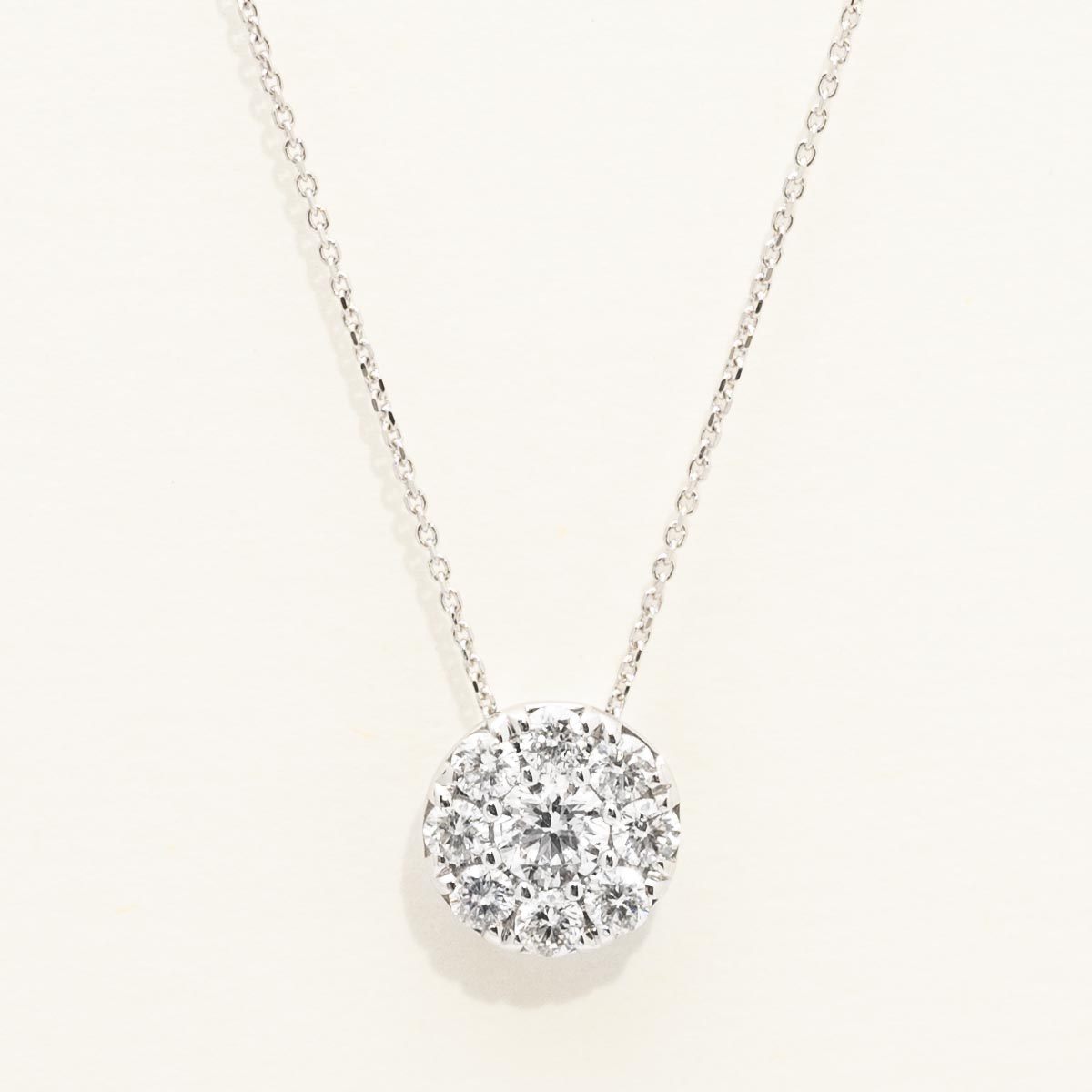 Diamond Halo Necklace in 14kt White Gold (1/2ct tw)