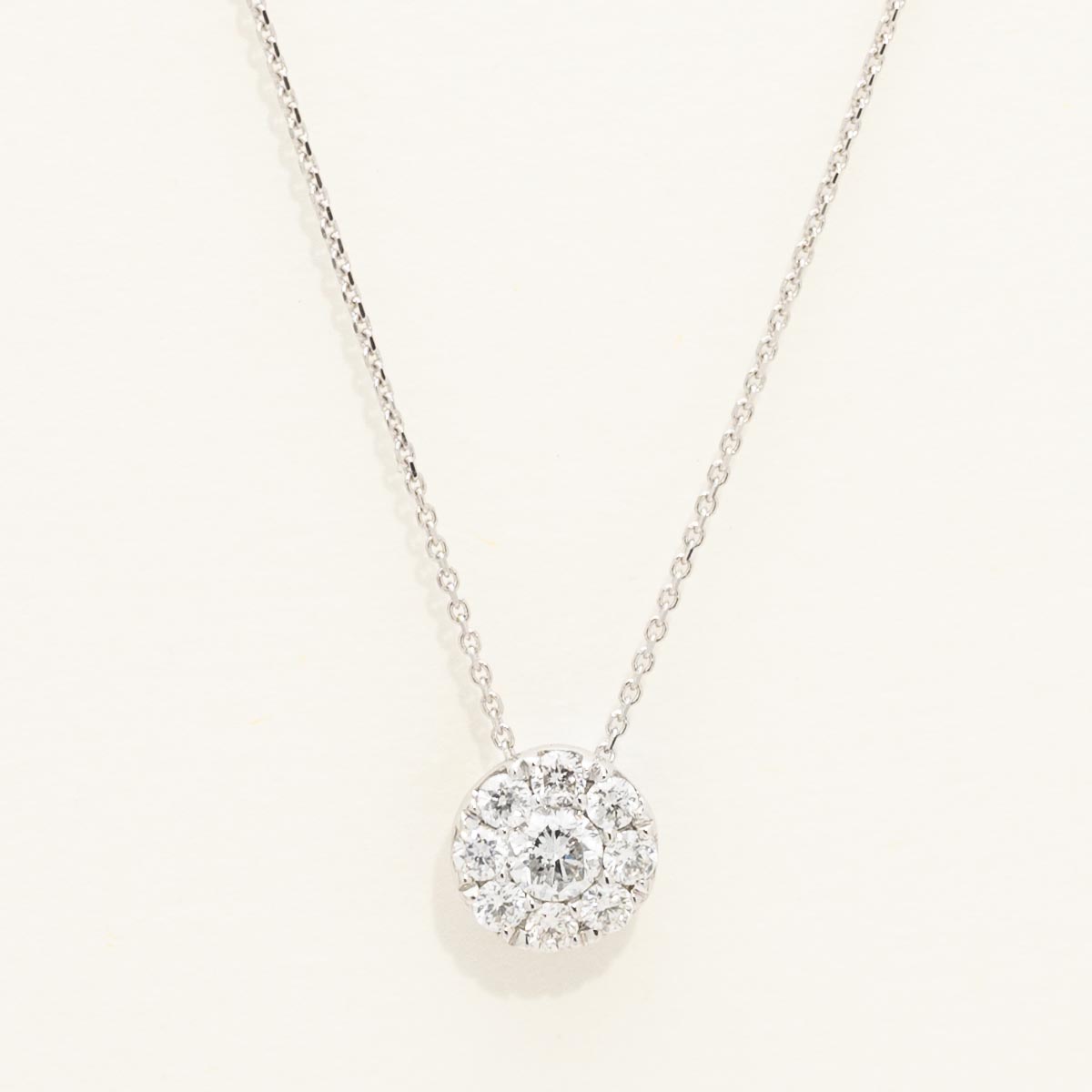 Diamond Halo Necklace in 14kt White Gold (1/3ct tw)