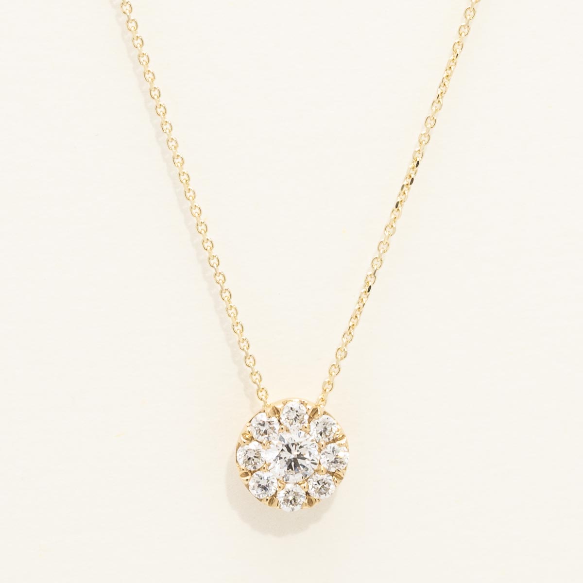 Diamond Halo Necklace in 14kt Yellow Gold (1/3ct tw)