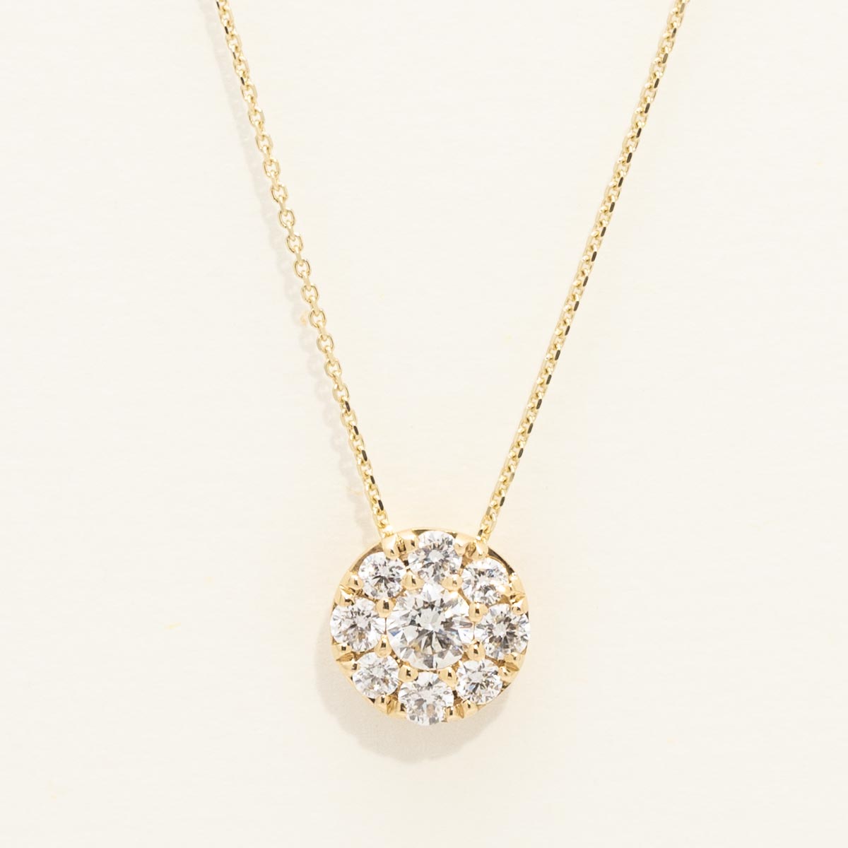 Diamond Halo Necklace in 14kt Yellow Gold (1/2ct tw)