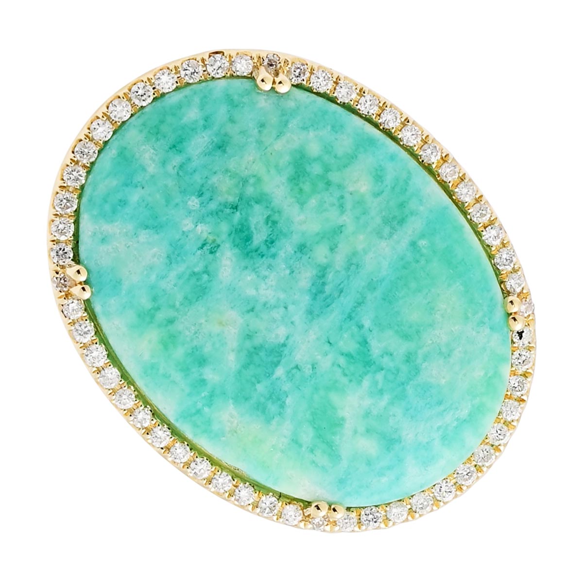 Dabakarov Oval Amazonite Ring in 14kt Yellow Gold with Diamonds (1/2ct tw)