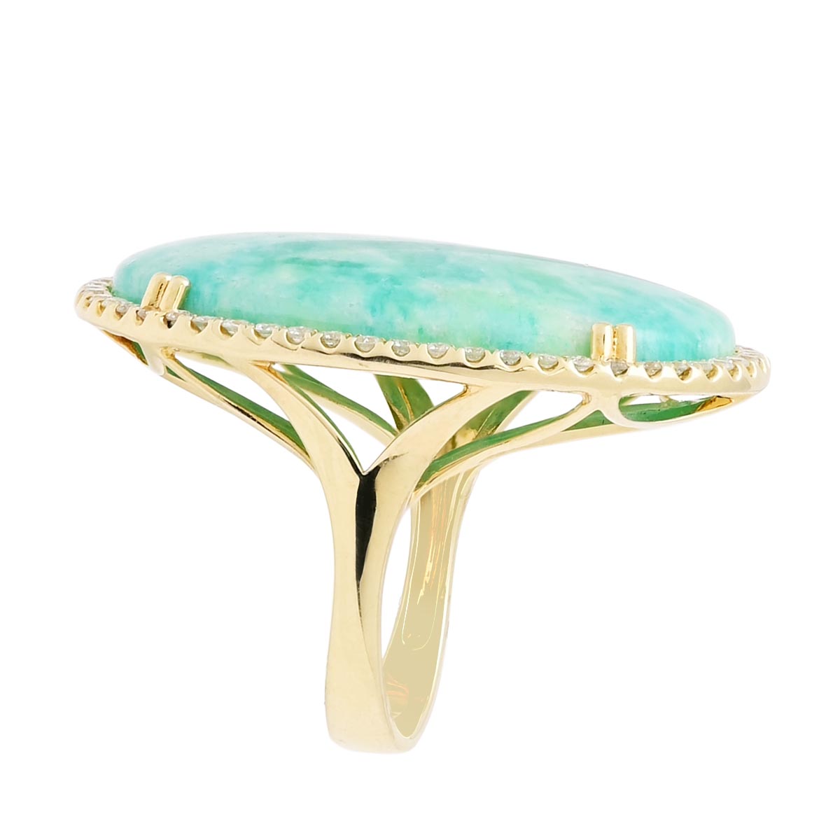 Dabakarov Oval Amazonite Ring in 14kt Yellow Gold with Diamonds (1/2ct tw)