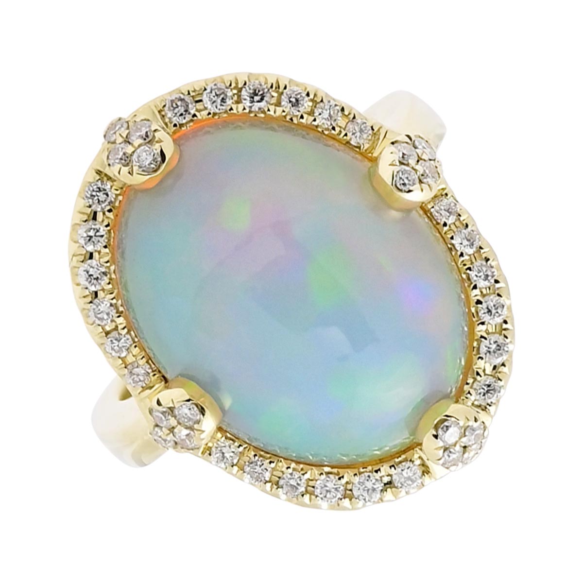 Dabakarov Oval Opal Ring in 14kt Yellow Gold with Diamonds (1/3ct tw)
