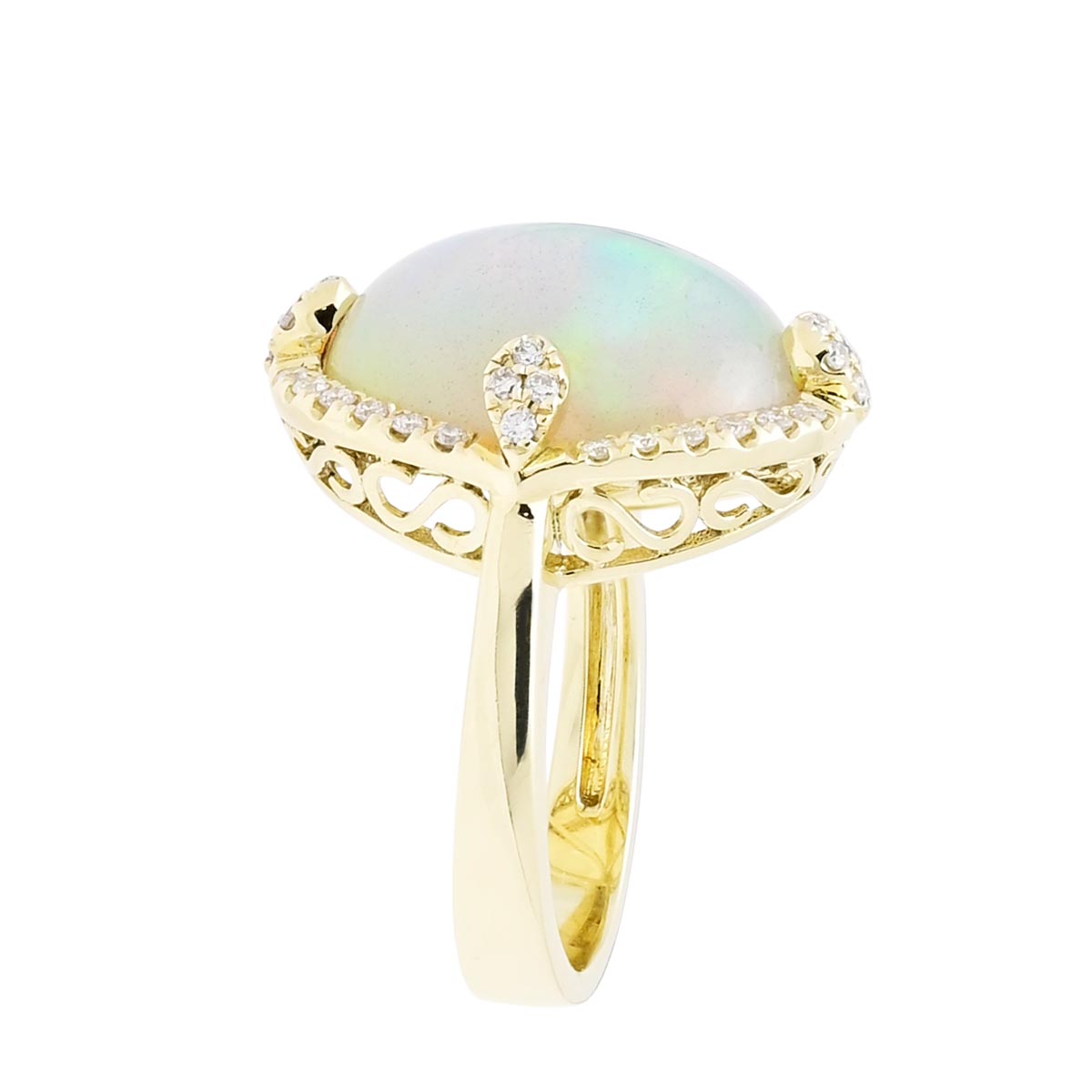 Dabakarov Oval Opal Ring in 14kt Yellow Gold with Diamonds (1/3ct tw)