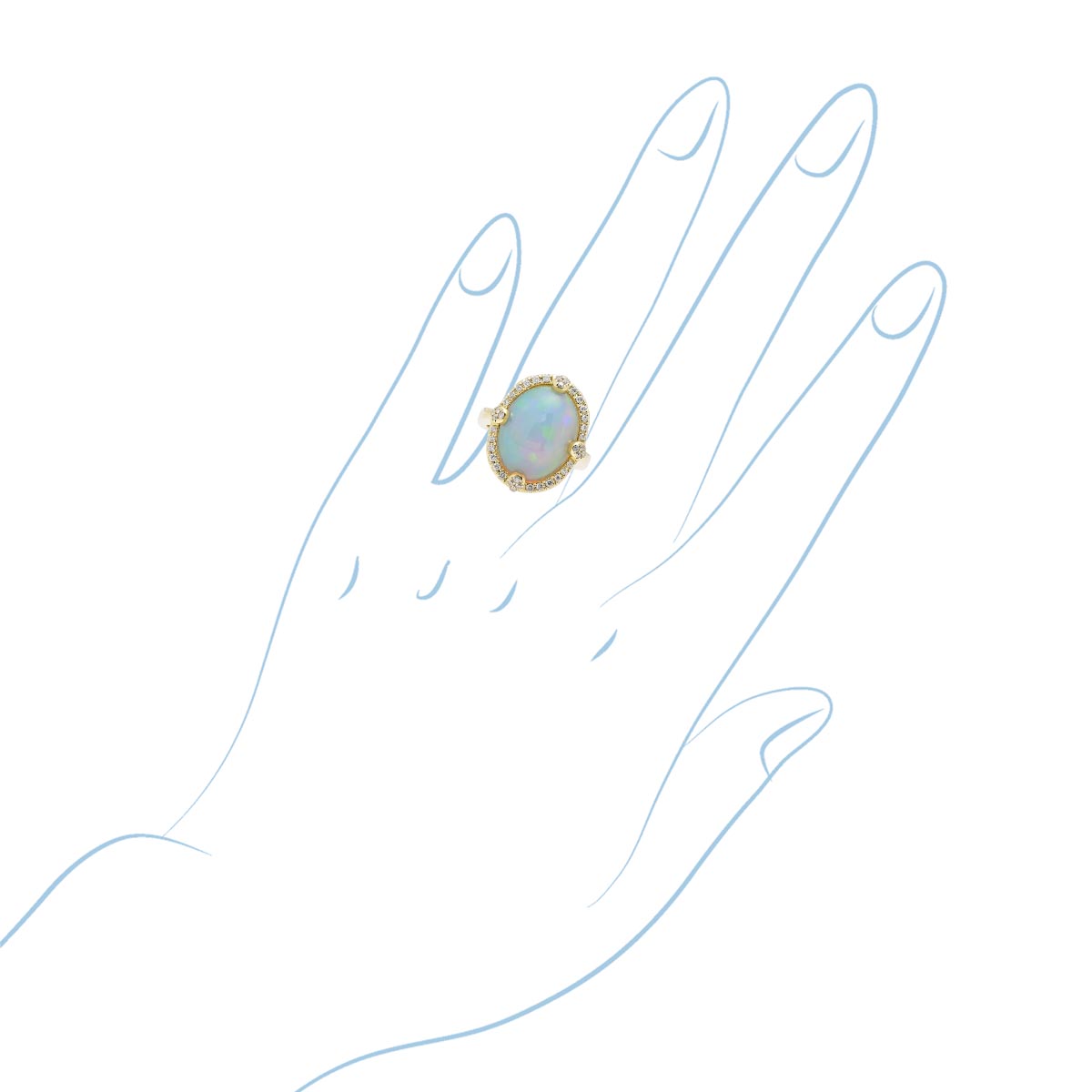 Dabakarov Oval Opal Ring in 14kt Yellow Gold with Diamonds (1/3ct tw)