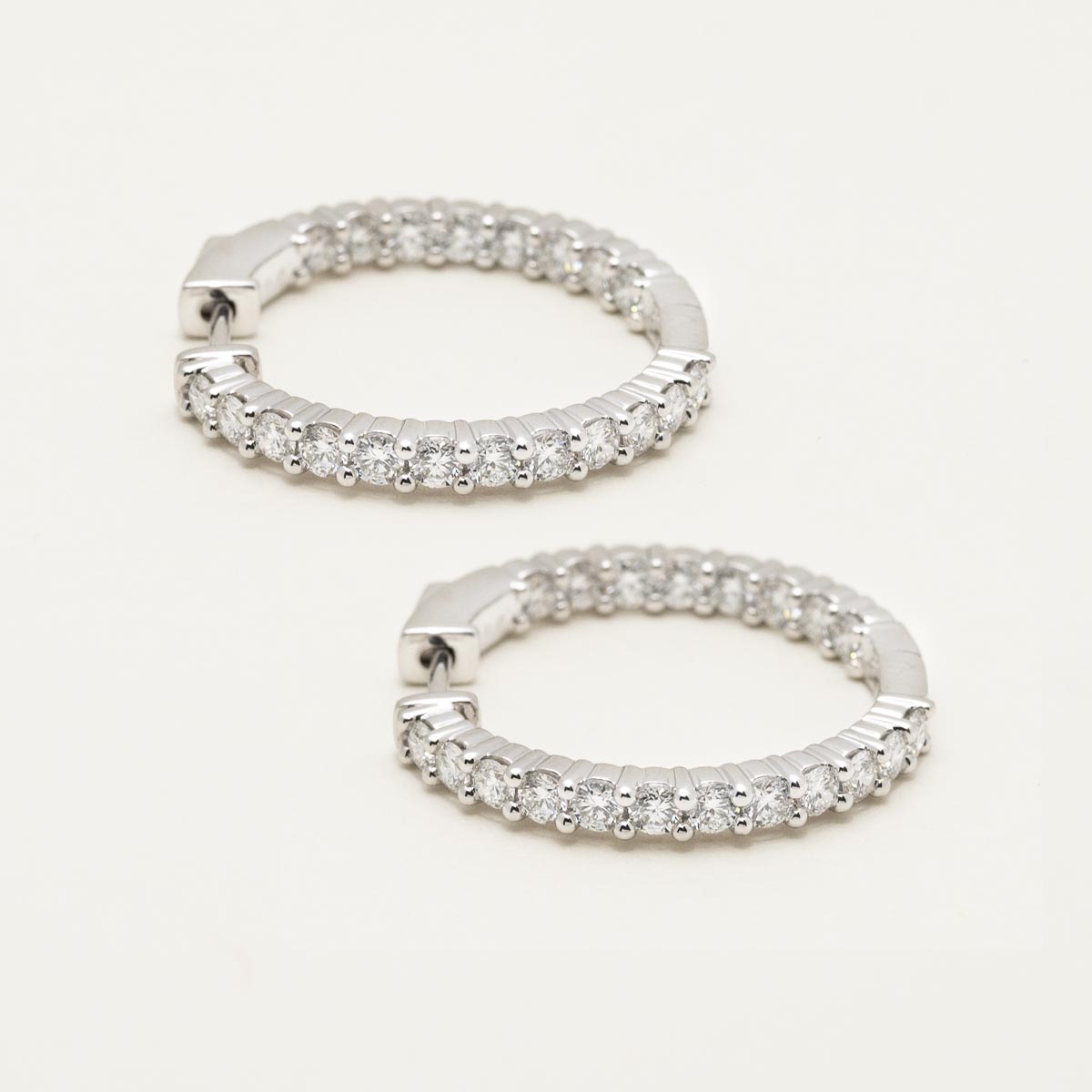 Lab Grown Diamond Inside Out Round Hoop Earrings in 14kt White Gold (2ct tw)