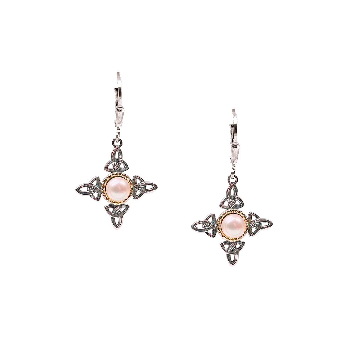 Keith Jack Aphrodite Cultured Freshwater Pearl Drop Earrings in Sterling Silver and 10kt Yellow Gold (5mm pearls)