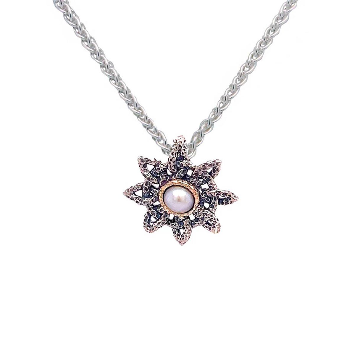 Keith Jack Aphrodite Cultured Freshwater Pearl Necklace in Sterling Silver and 10kt Yellow Gold (4.5mm pearl)