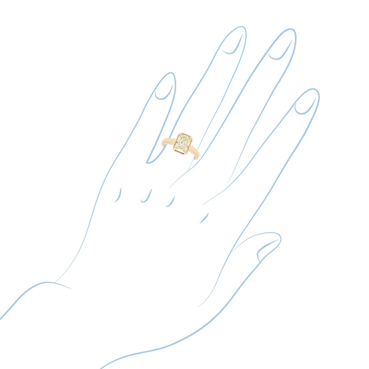 Radiant Cut Diamond Bezel Engagement Ring in 14kt Yellow Gold (2ct)
