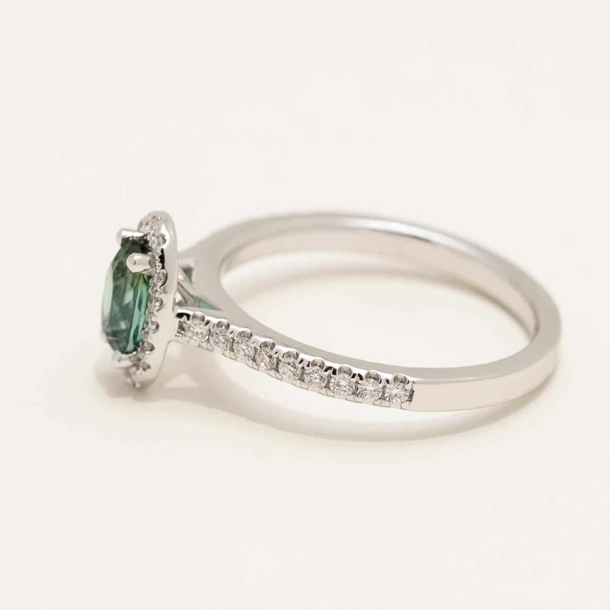 Maine Indicolite Tourmaline Oval Halo Ring in 14kt White Gold with Diamonds (1/4ct tw)