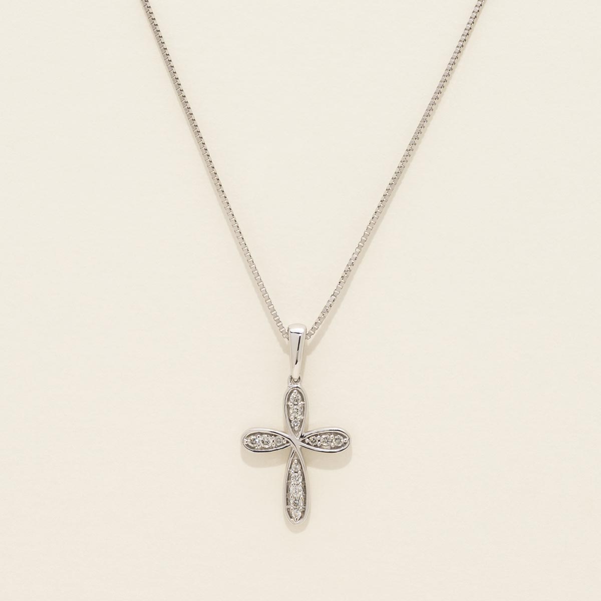 Diamond Cross Necklace in 10kt White Gold (1/20ct tw)