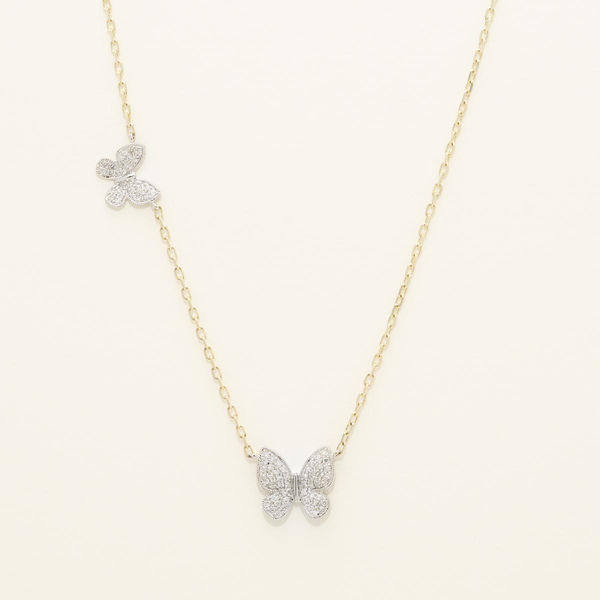Dabakarov Diamond Butterfly Station Necklace in 14kt Yellow and White Gold (1/4ct tw)