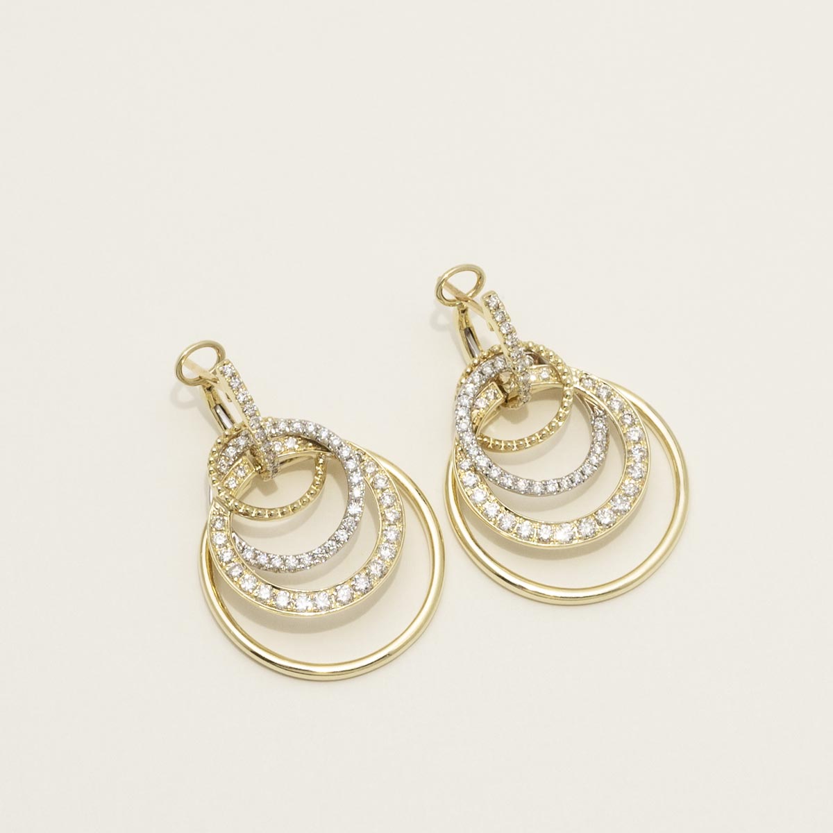 Dabakarov Diamond Circle Drop Earrings in 14kt Yellow Gold (1 3/8ct tw)