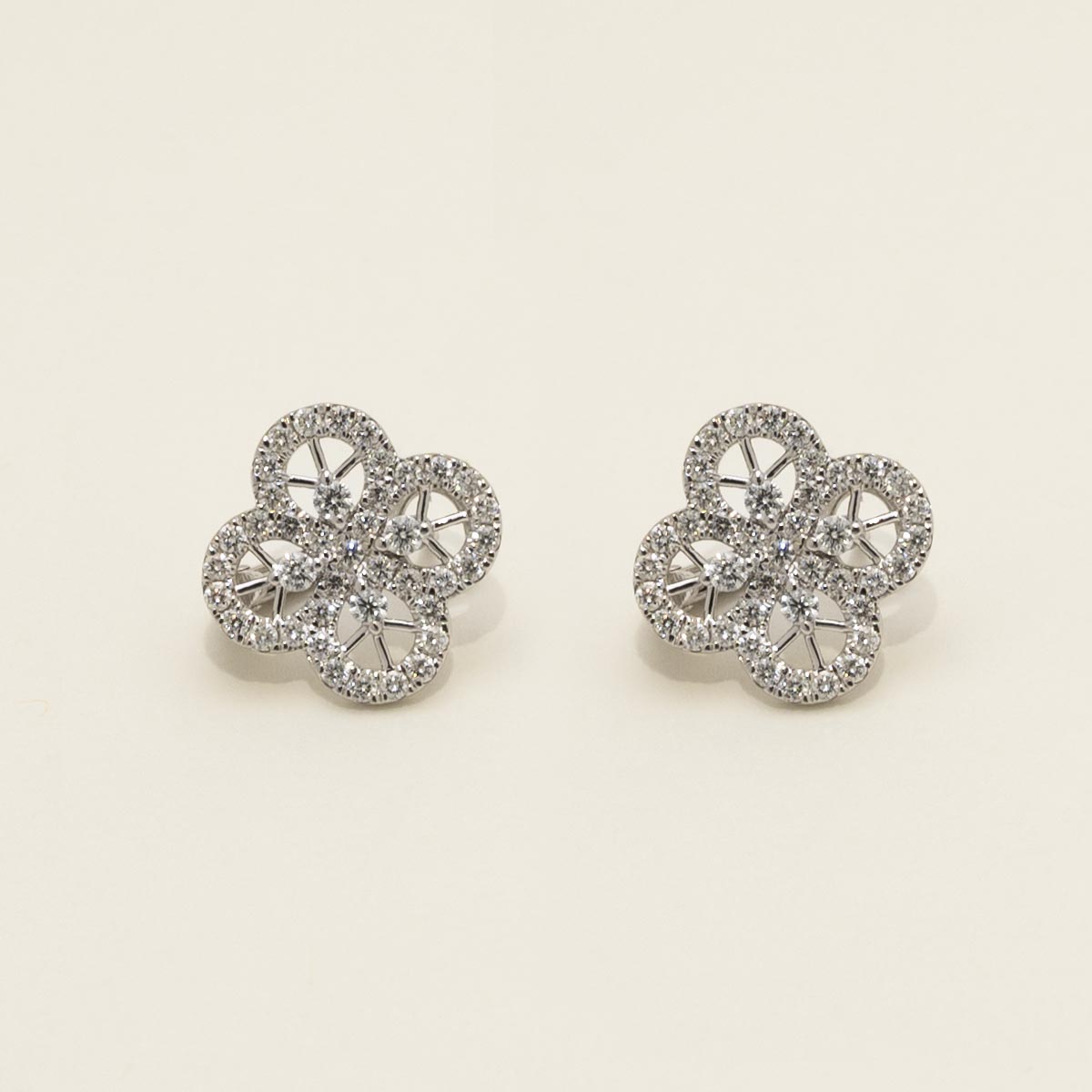 Dabakarov Diamond Flower Earrings in 14kt White Gold (7/8ct tw)